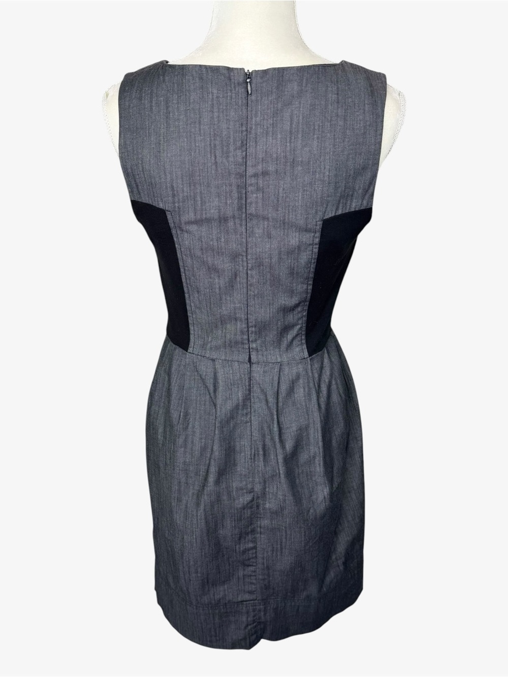 Calvin Klein denim look sheath dress 4 gray and black sleeveless pencil dress - Picture 4 of 9